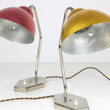 Mid-century Gold and Red Table Lamp, set of 2