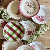 Set of 12 mismatched antique soup plates