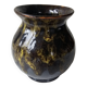 Ceramic vase with black and yellow flame glaze Signed Morvan Petit Massé