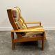 Grande chaise longue vintage en bois d'orme avec tissu d'origine, années 1970, France