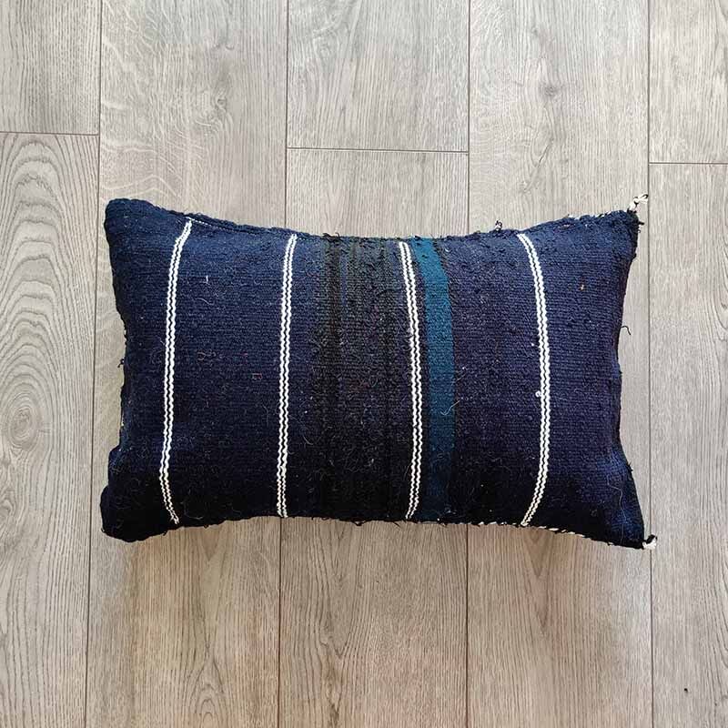 Handmade black berber moroccan kilim cushion 35 x 50 cm