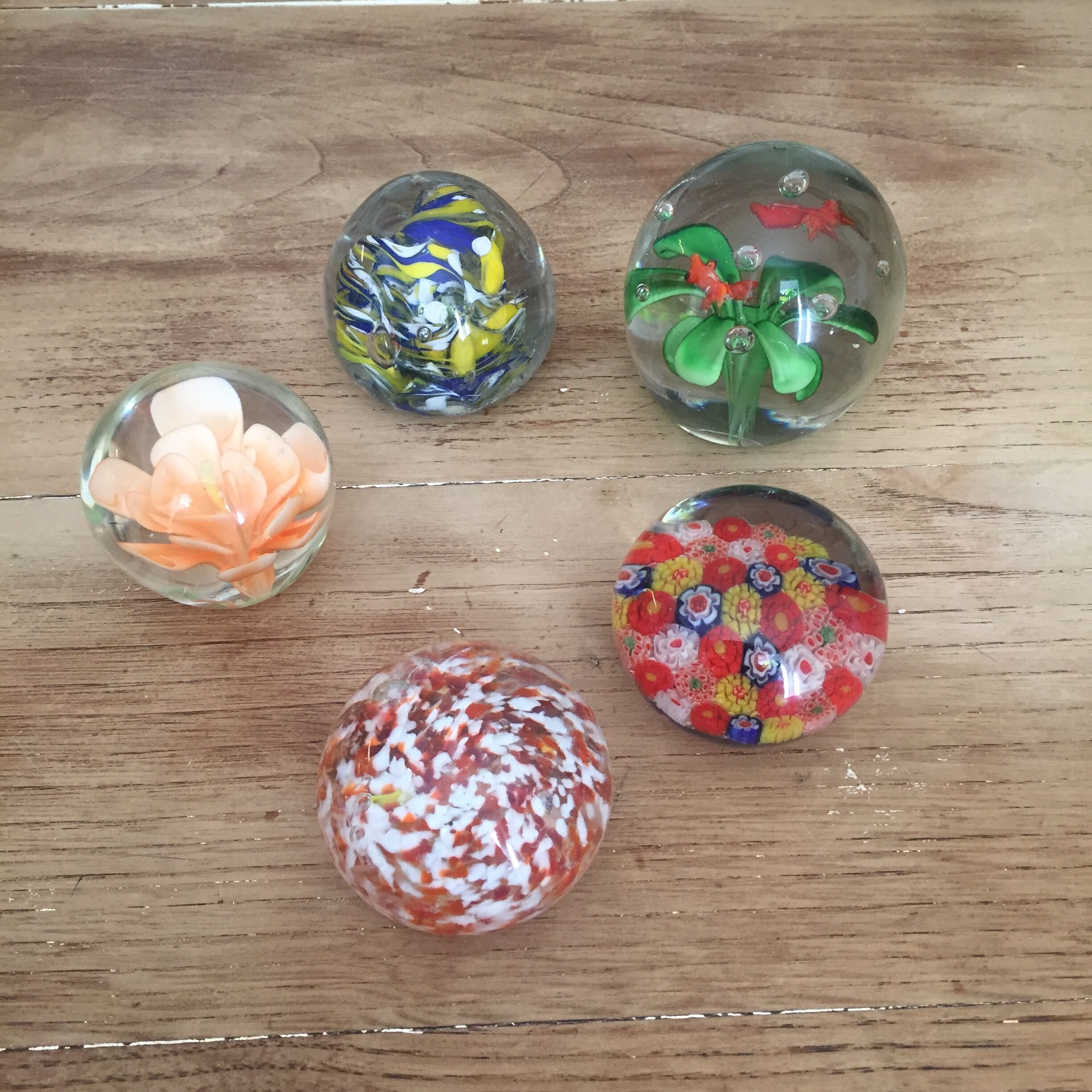 5 balls sulfide paperweight