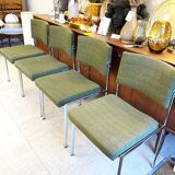 4 Kvadrat khaki and chrome chairs, 1970