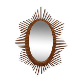 Miroir rotin vintage en étoile