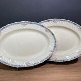 Two dishes in longwy earthenware, pasteur model