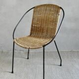 Children's armchair in iron and rattan, vintage