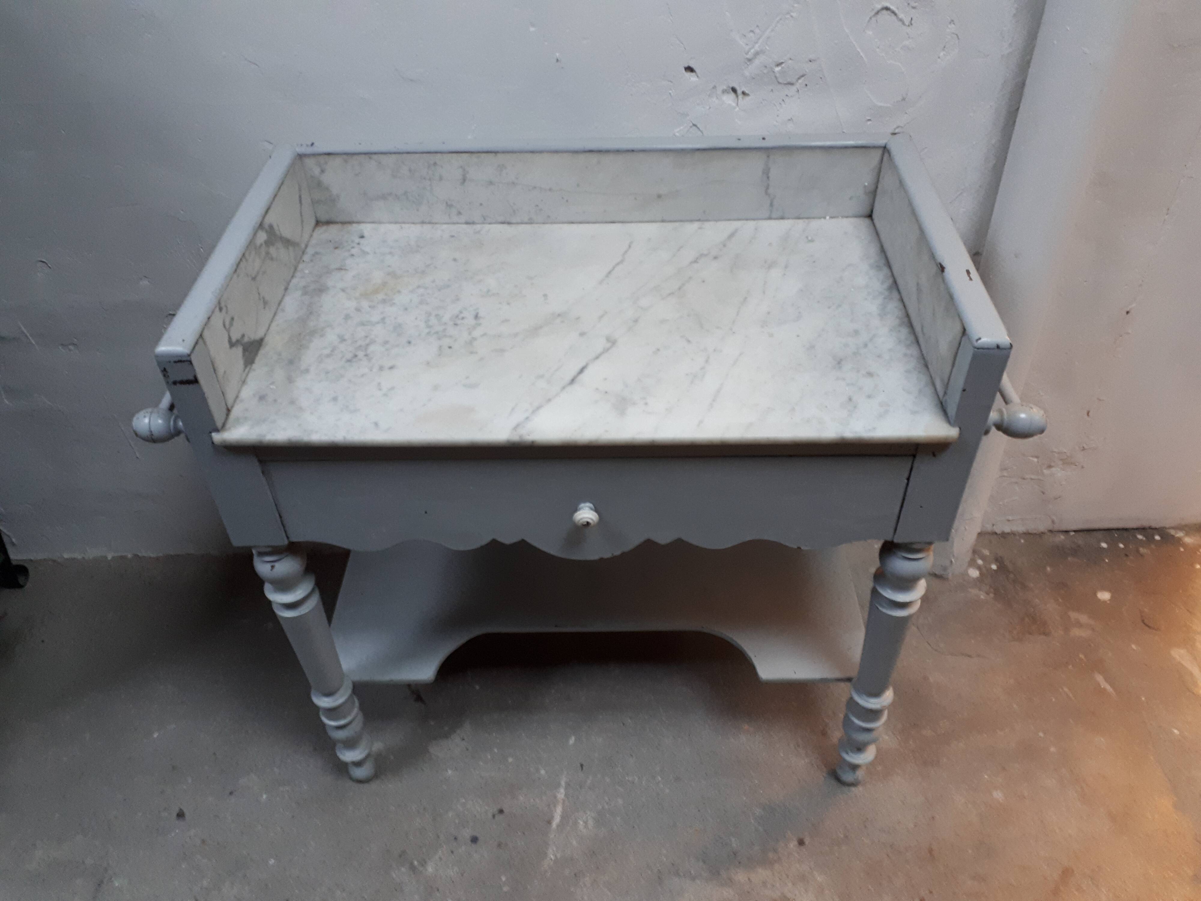 Old shelf shelf drawer gray marble tray 1900