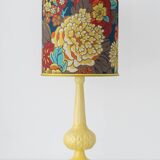 Lampe de table en céramique jaune espagnole, années 1960, abat-jour Liberty London rétro neuf