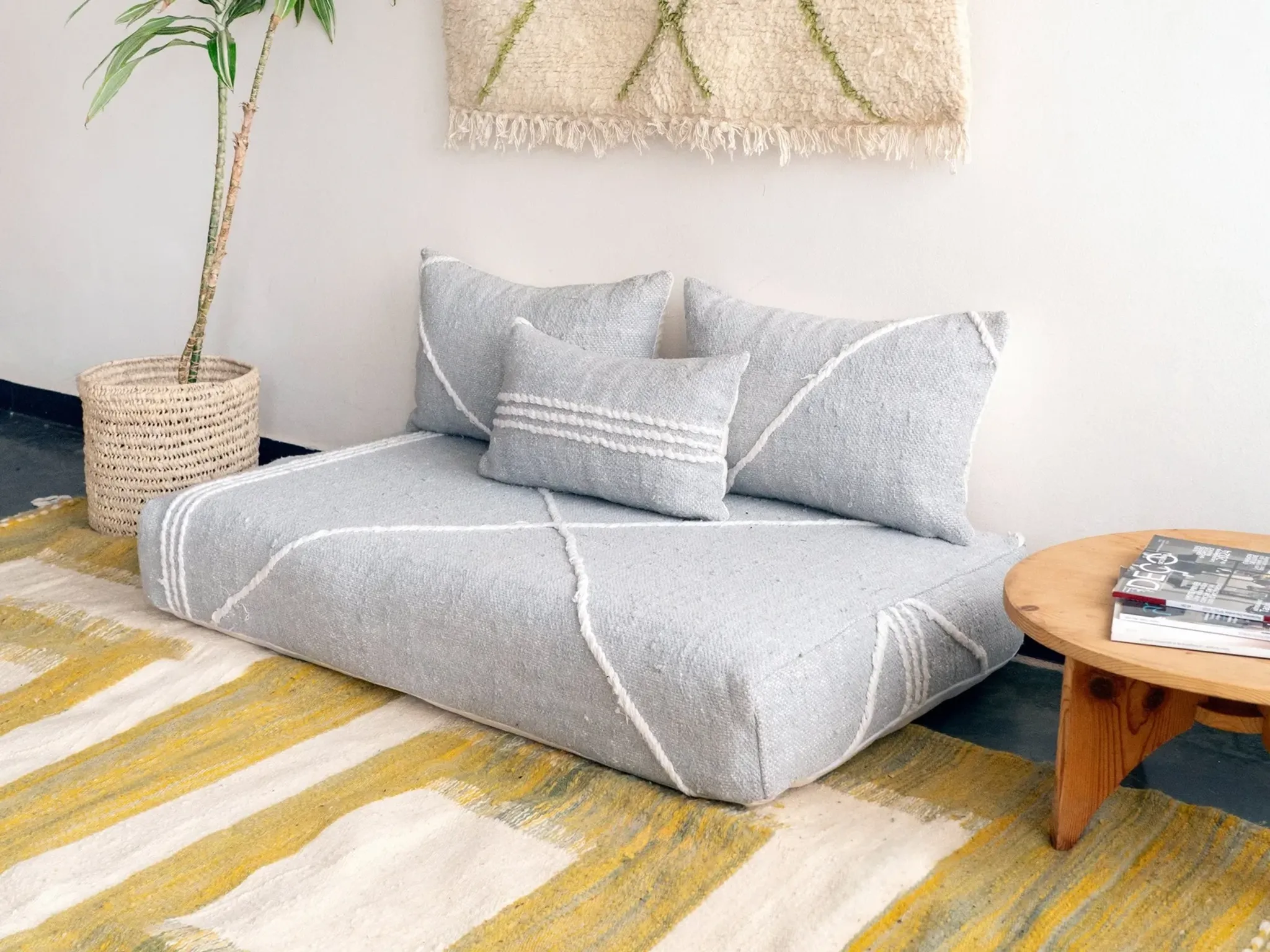 Light grey Moroccan floor sofa cover