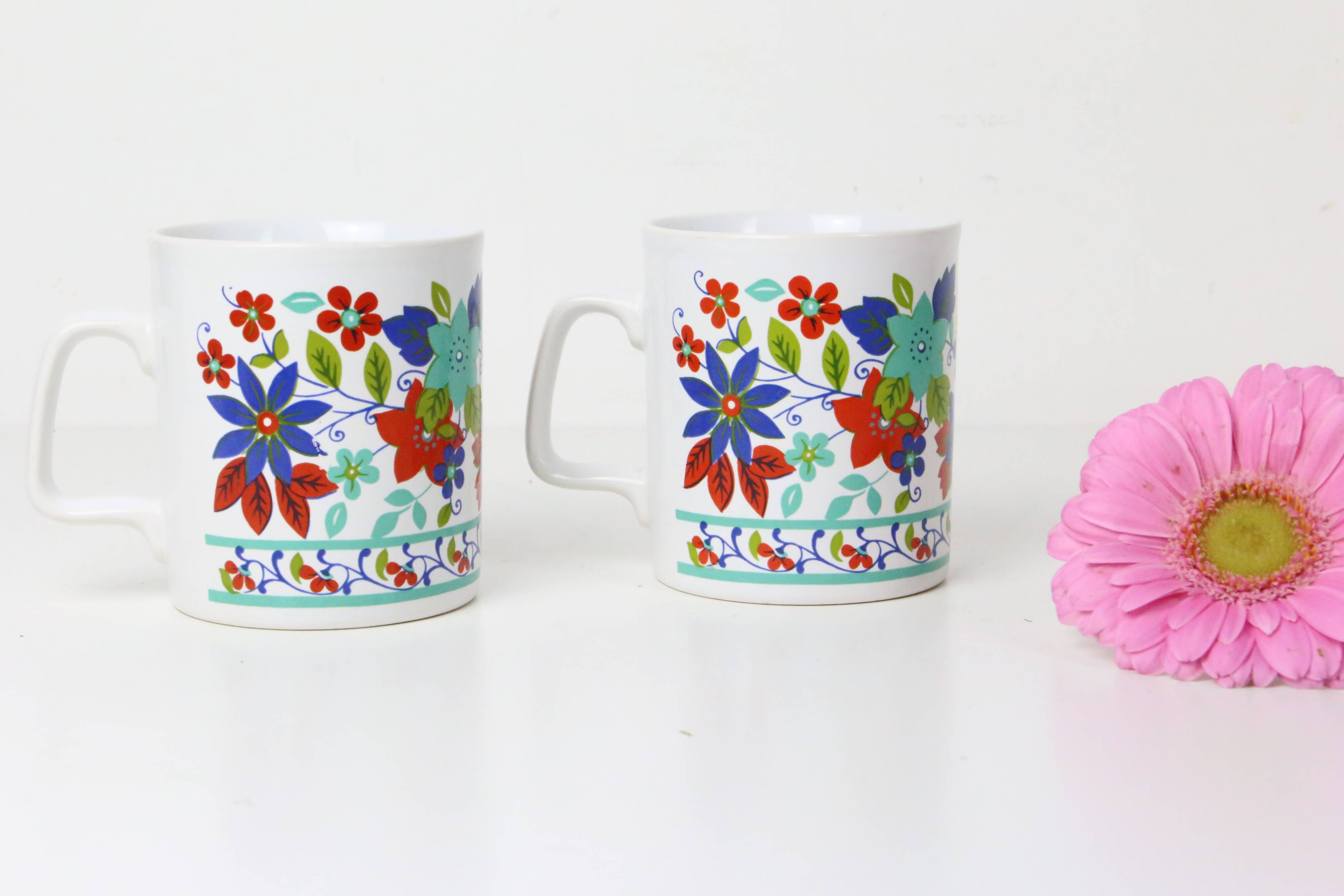 pair of Kiln Craft mugs, English pottery, Staffordshire, Made in England, vintage
