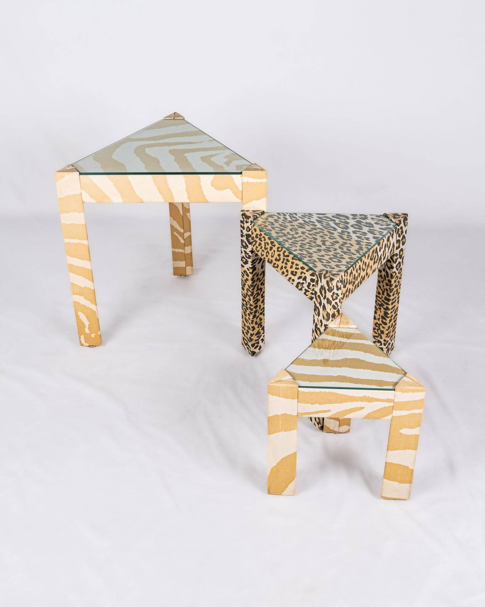 Set of nested tables upholstered, Pierre Frey, 1970s