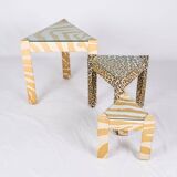 Set of nested tables upholstered, Pierre Frey, 1970s