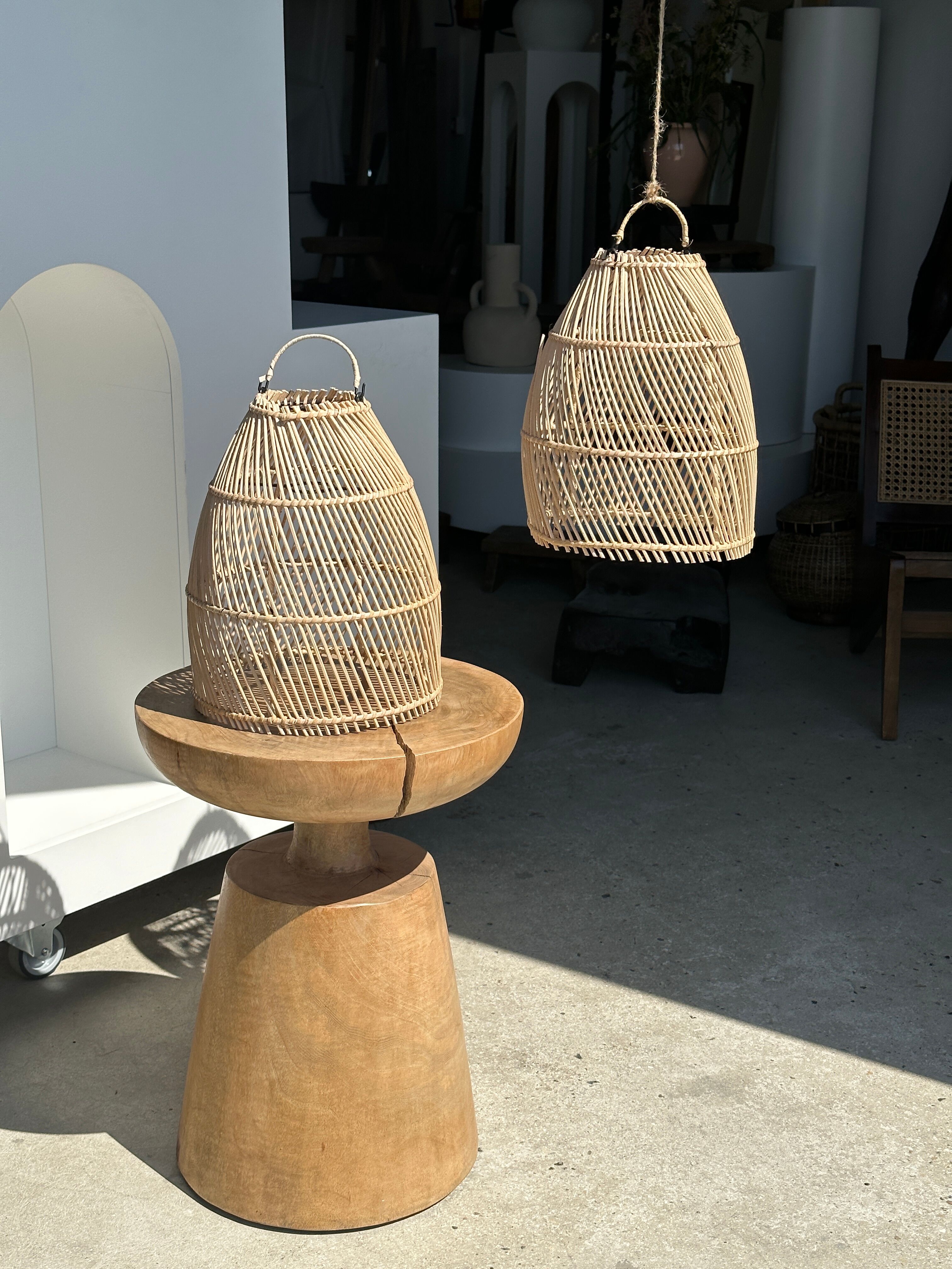 Suspension en rotin en forme de cloche d25 h28