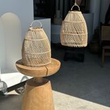 Rattan pendant lamp in the shape of bell D25 H28