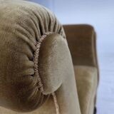 Fauteuil danois en velours vert clair et chêne, années 1960