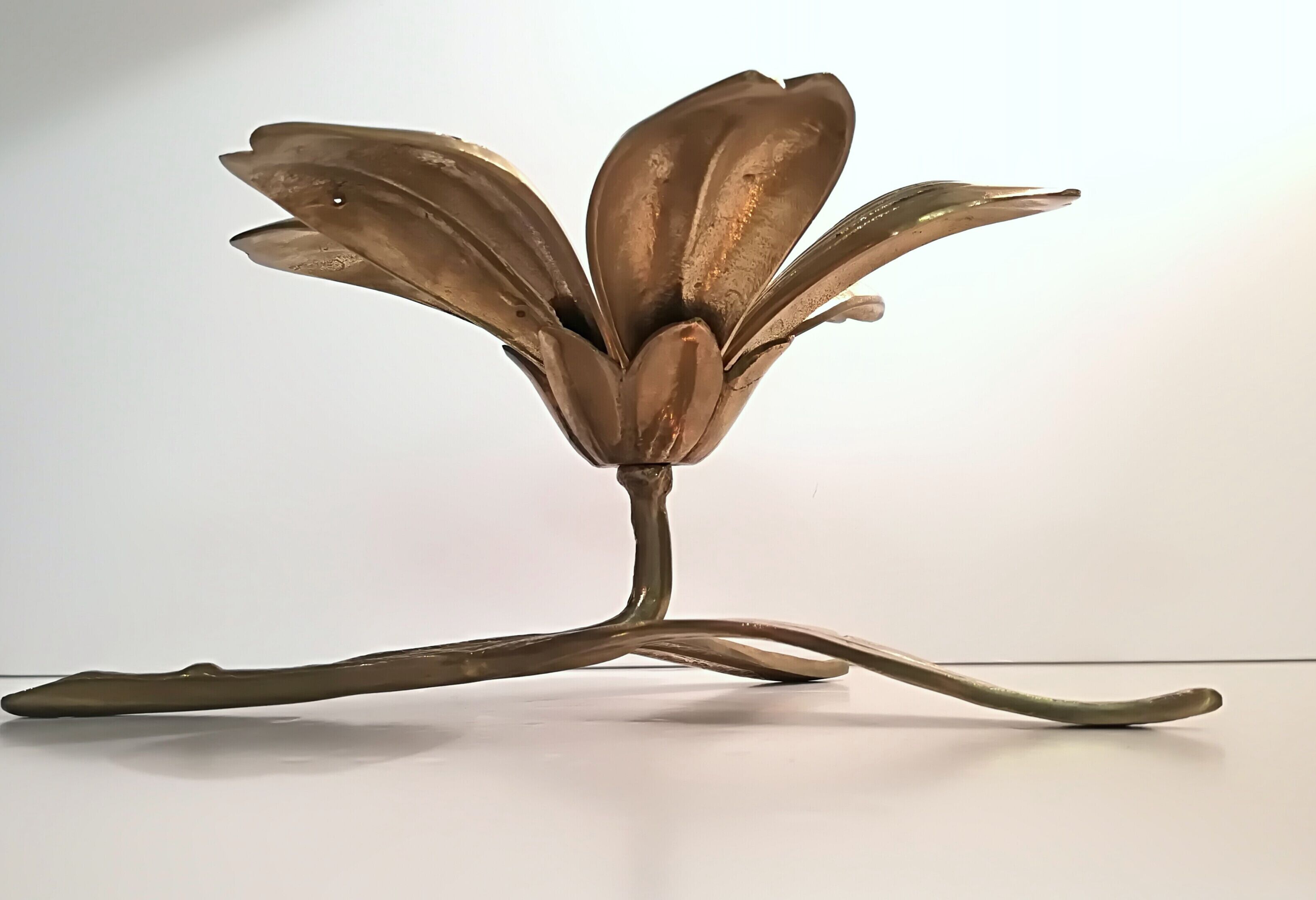 70s brass flower ashtray