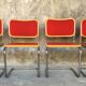 Ensemble de 4 chaises cesca bois et rouge, modèle B32 par Marcel Breuer