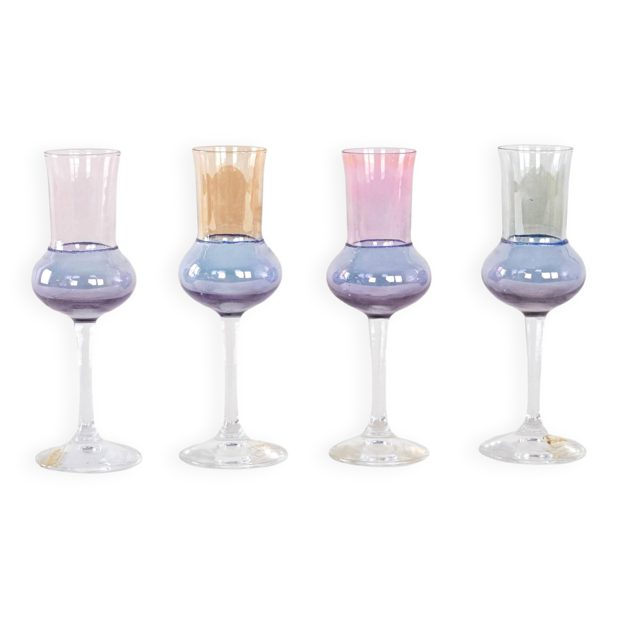 Set of pastel-coloured glasses, Italian design, 1970s, made in Italy