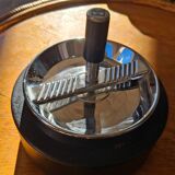 Cendrier noir et chromé vintage