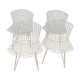 4 Chaises vintages Harry Bertoia Wire en maille de der Laqué Blanc Knoll