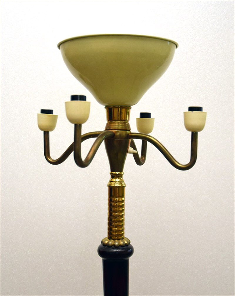1950's floor lamp in mahogany and brass