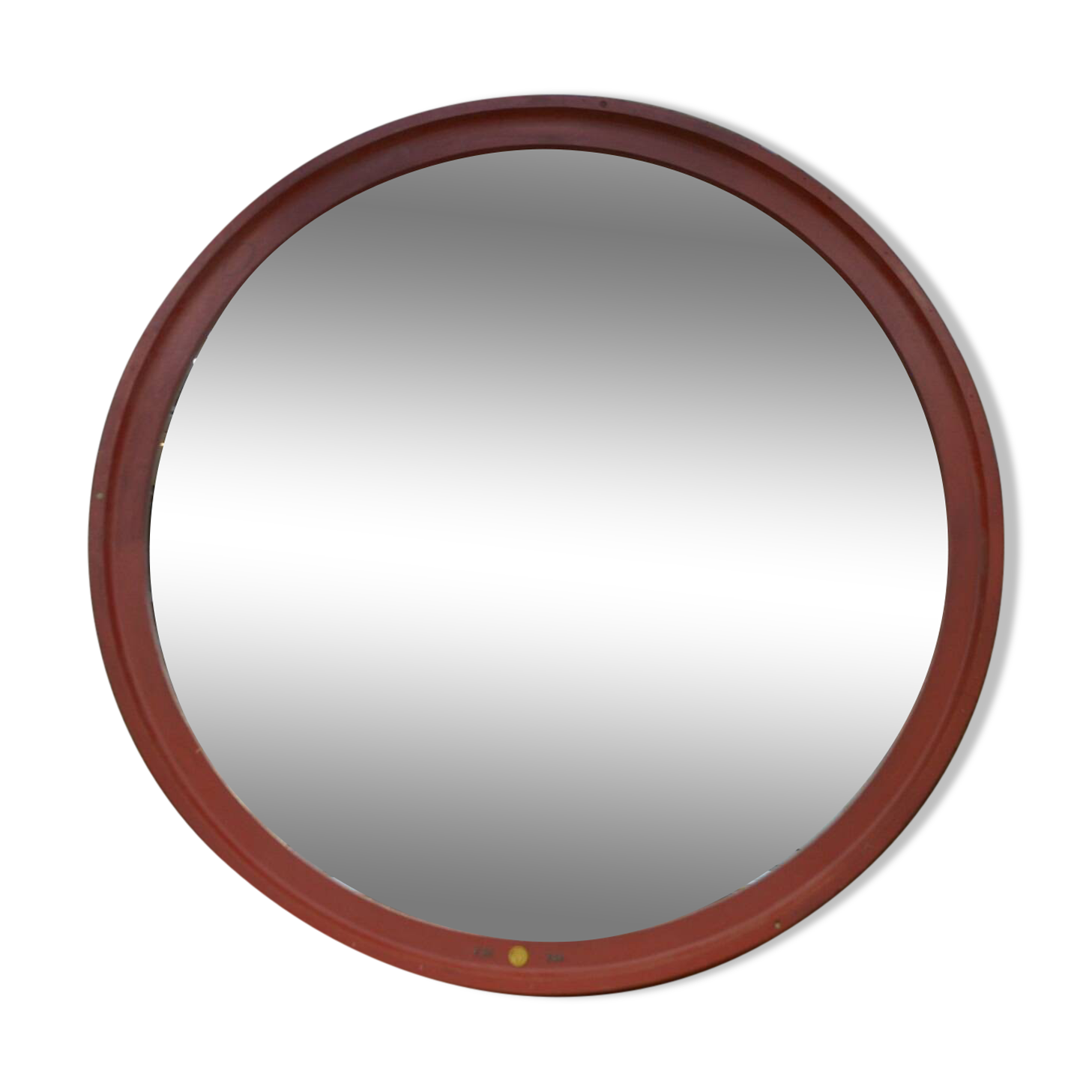 Large Round Industrial Wooden Mirror 1920