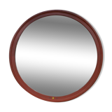 Grand miroir rond industriel en bois 1920