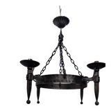 Round wrought iron vintage gothic medieval chandelier Réjane