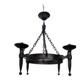 Round wrought iron vintage gothic medieval chandelier Réjane