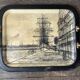 1960s Carzou Brutalist period tray, fiber and black leather