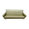 Sofa bed 3 places - Vintage Skaï effect Green wood - 1970