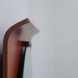 Mid century curved entryway teak mirror 1960s
