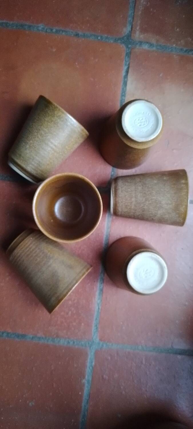 Vintage Digoin stoneware glasses and carafe set