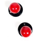 Vintage red enamel metal coat hooks