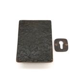 Rare Mid Century Solid Abstract Brutalist Bronze front Door Handle with key hole cover Germany 1960