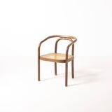 Ensemble de 6 chaises de salle à manger en bois et en rotin synthétique par Antonin Sumen pour Ton.
