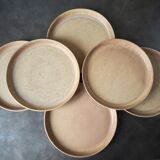 Set de 6 assiettes à dessert artisanales en grès brut