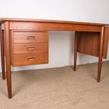 Swedish extendable teak desk, sliding unit and folding extension 1960.