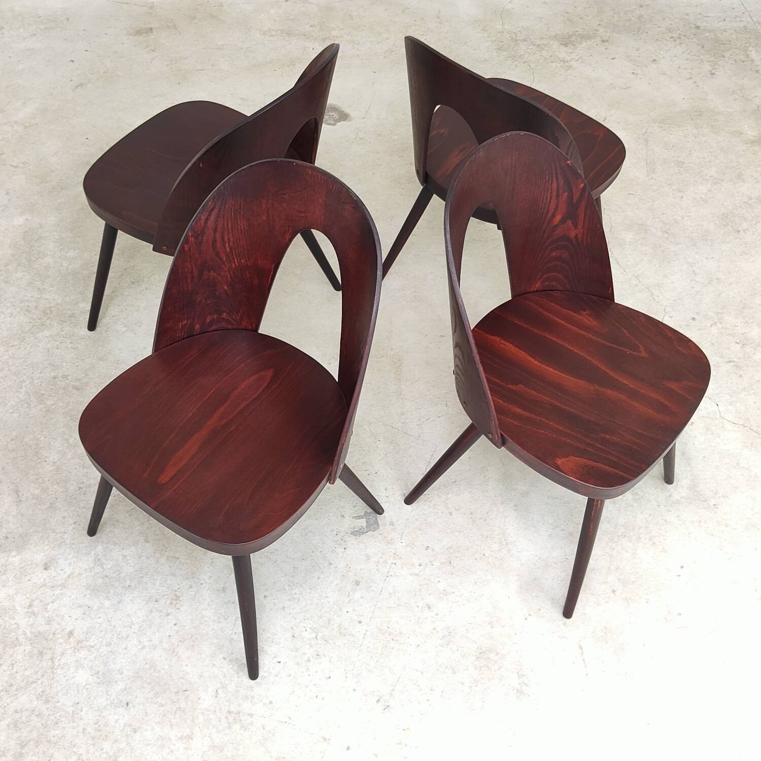 Set of 4 all-wood chairs by Antonin Suman for Tatra Nabytok