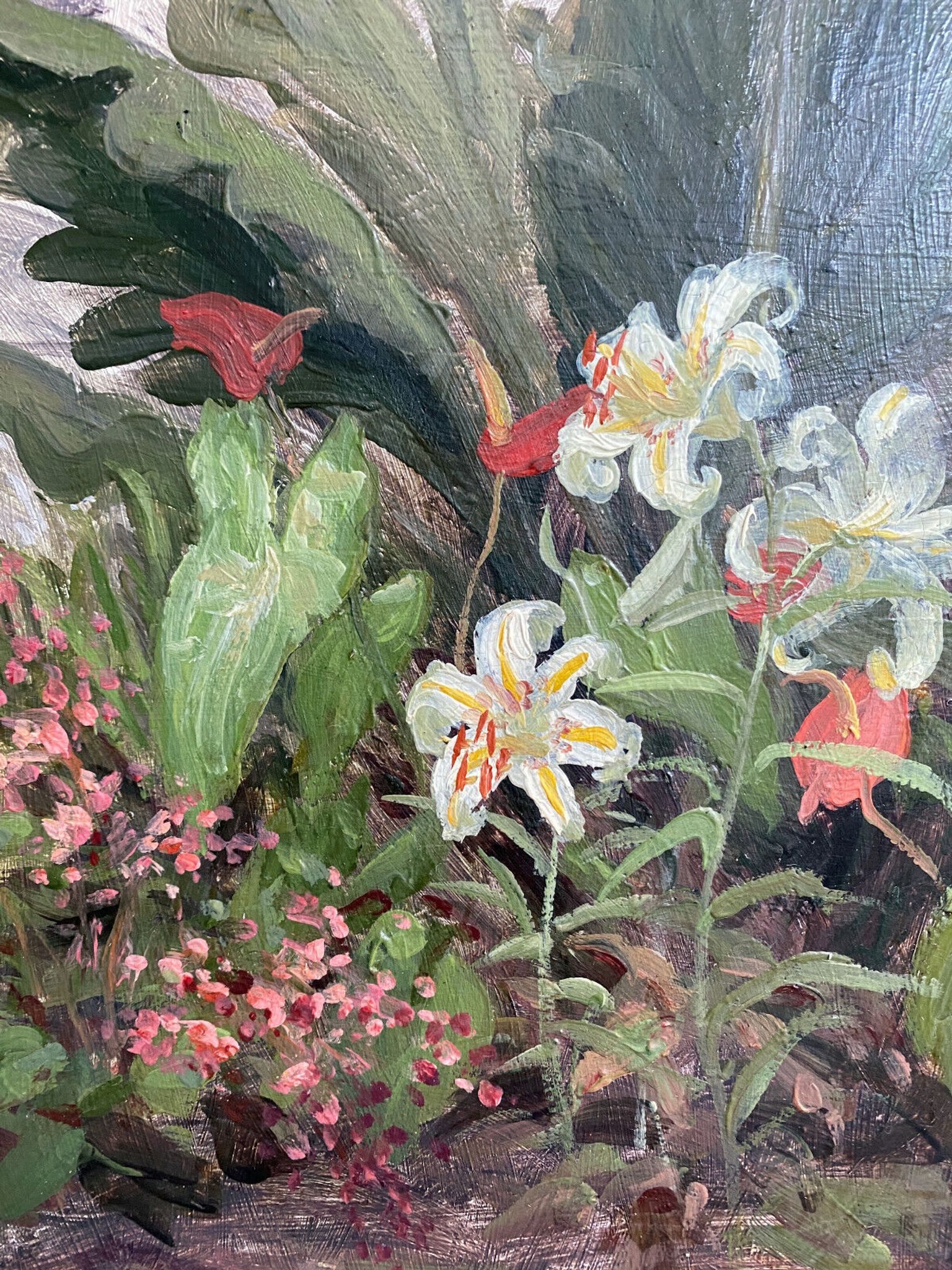 HSP painting "Garden corner" by Ludovic Regnier (1851-1930) student of Pils + frame