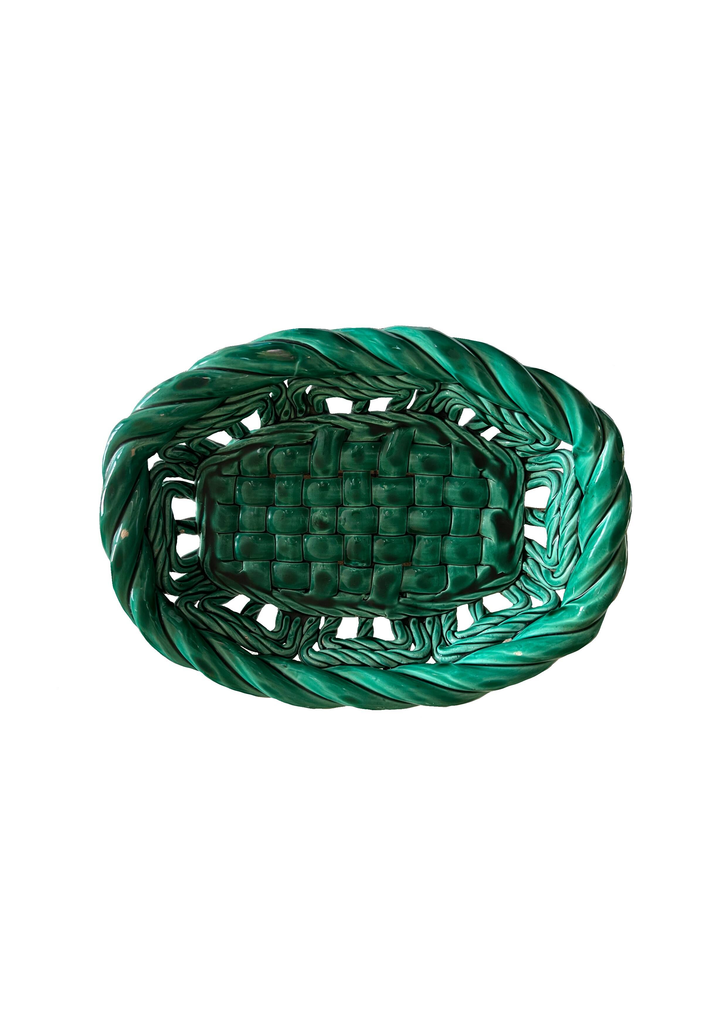 Vallauris Green Glazed Ceramic Bowl