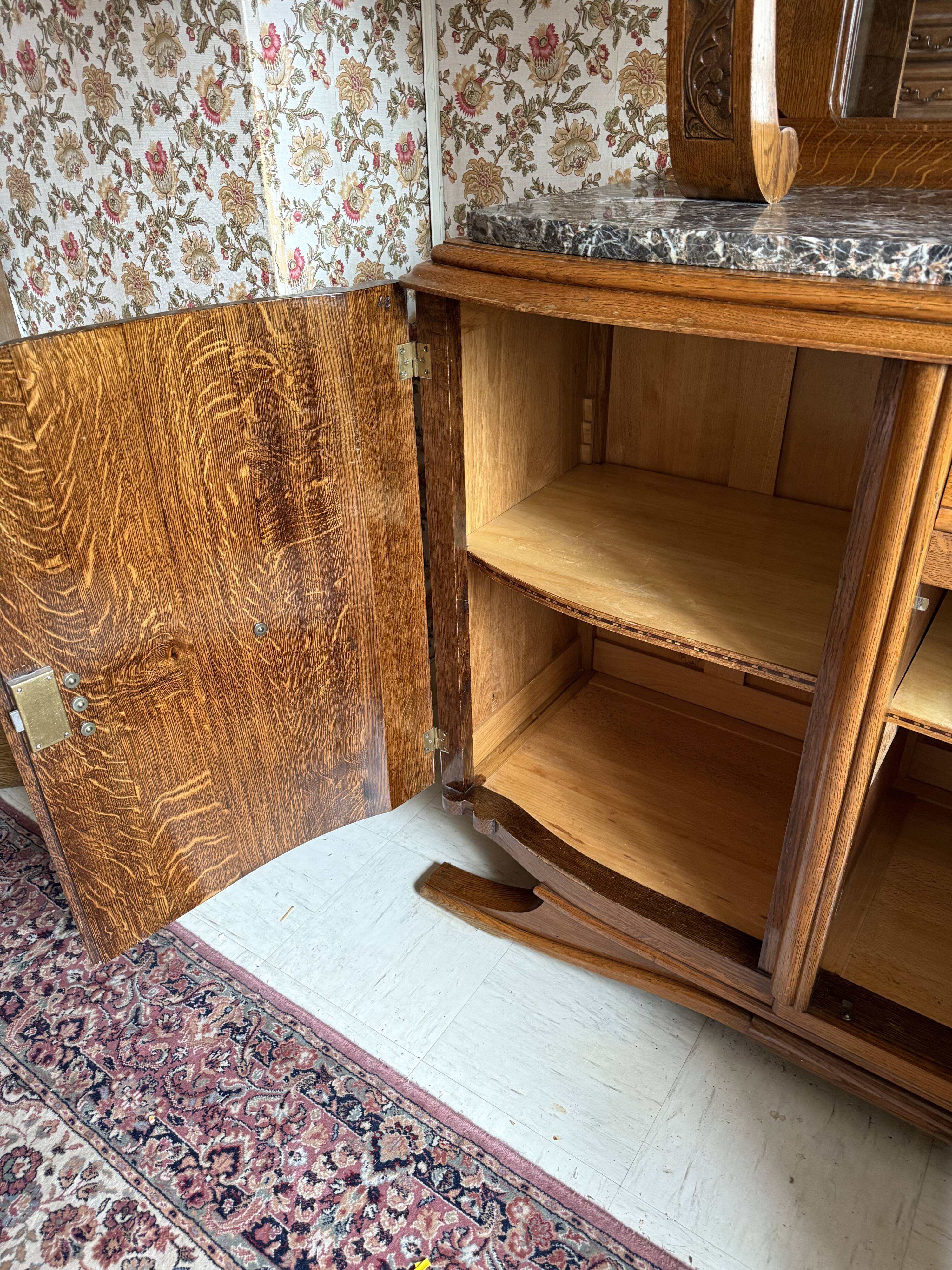Buffet sideboard solid wood marble stone