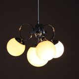 Chandelier en chrome et en verre champagne Art Déco, Tchécoslovaquie, années 1930