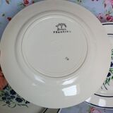 6 assiettes plates anciennes Badonviller francine fleurs bleues et vertes au pochoir