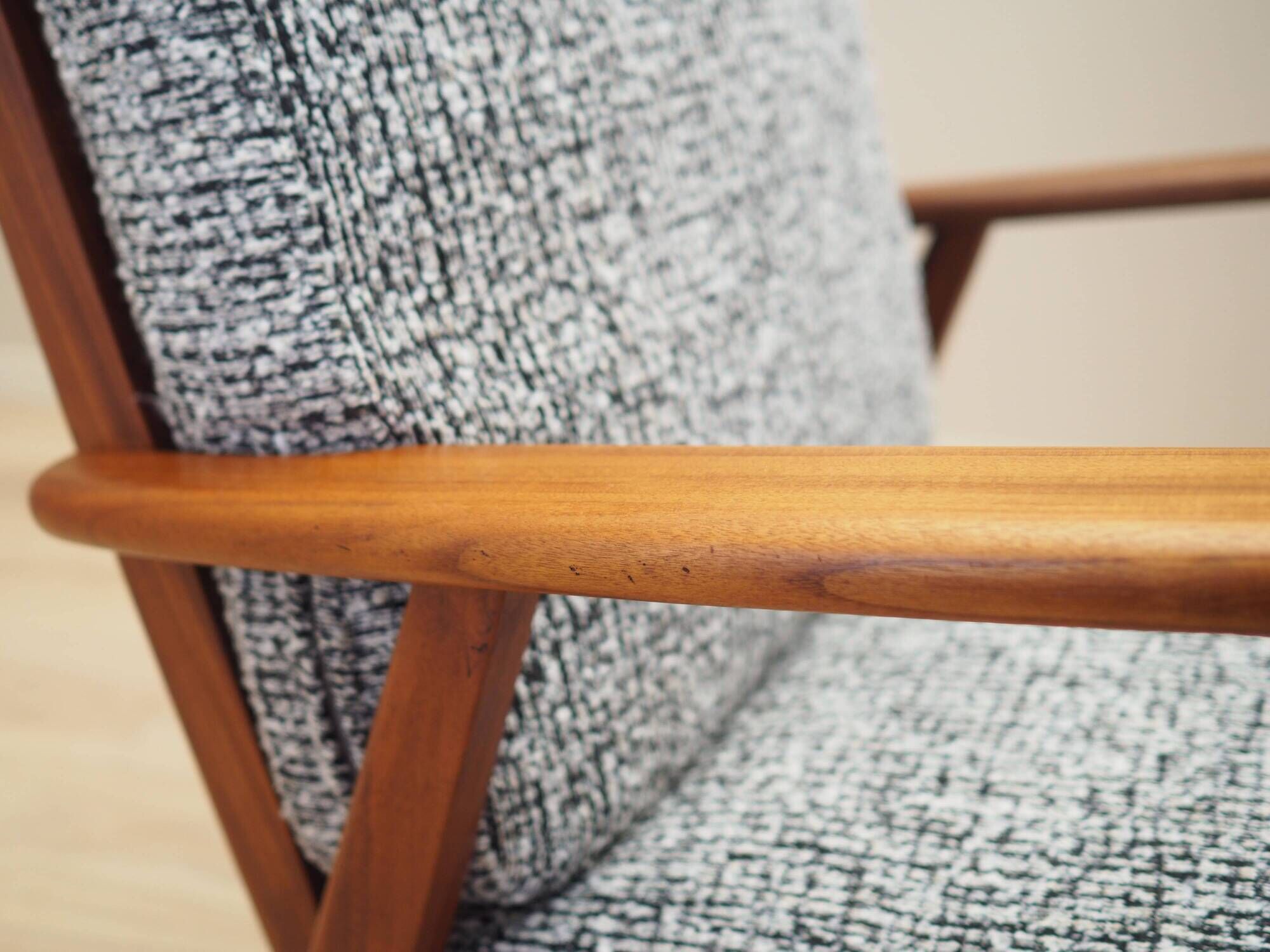 Danish armchair in wood and fabric, 1970s