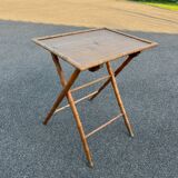 Table ancienne pliable en bois effet bambou desserte vintage