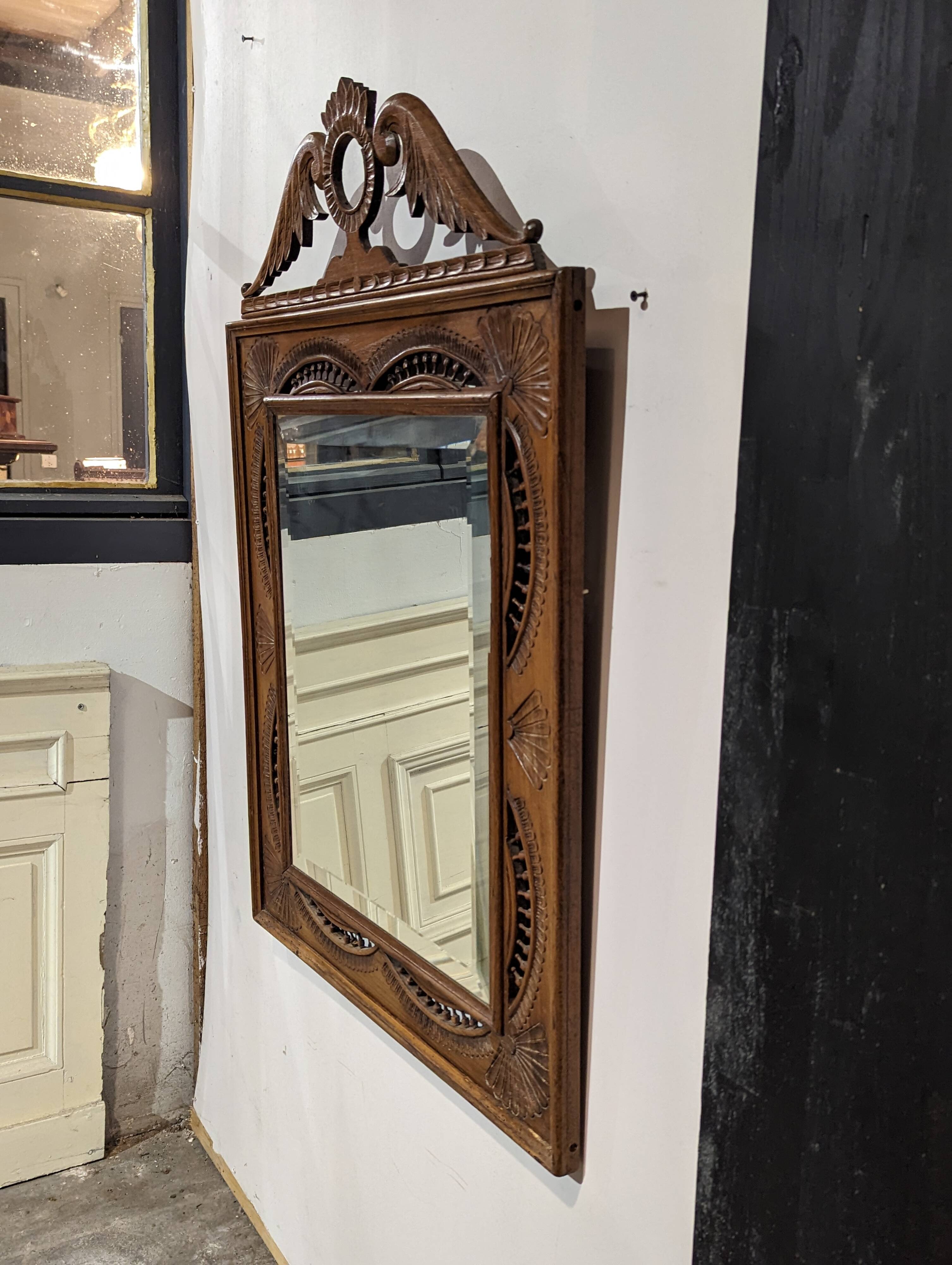 Breton openwork walnut mirror