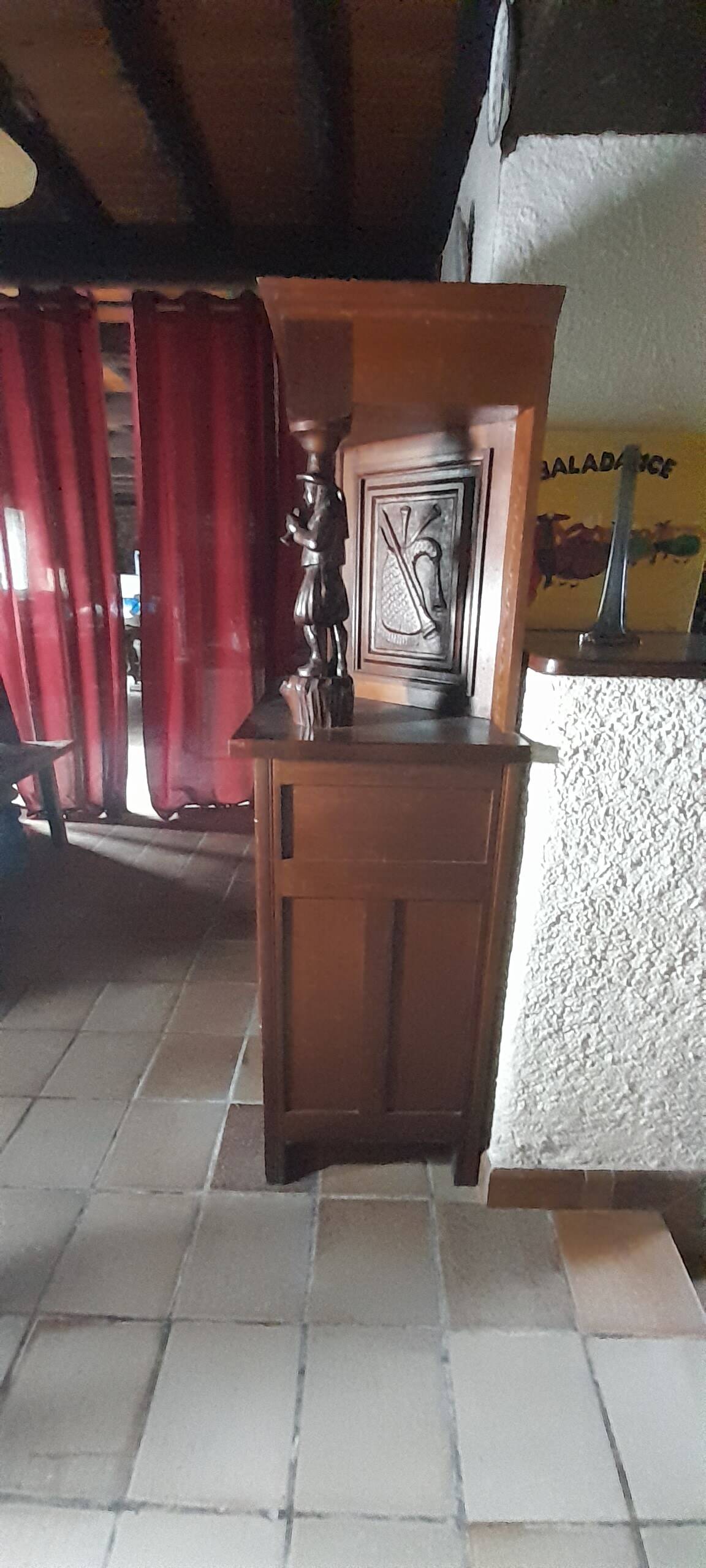 Breton buffet furniture 2 bodies carved by a Breton craftsman in oak with 2 keys