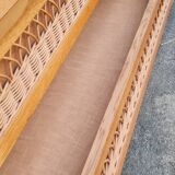 Vintage chest of drawers with compass and rattan foot