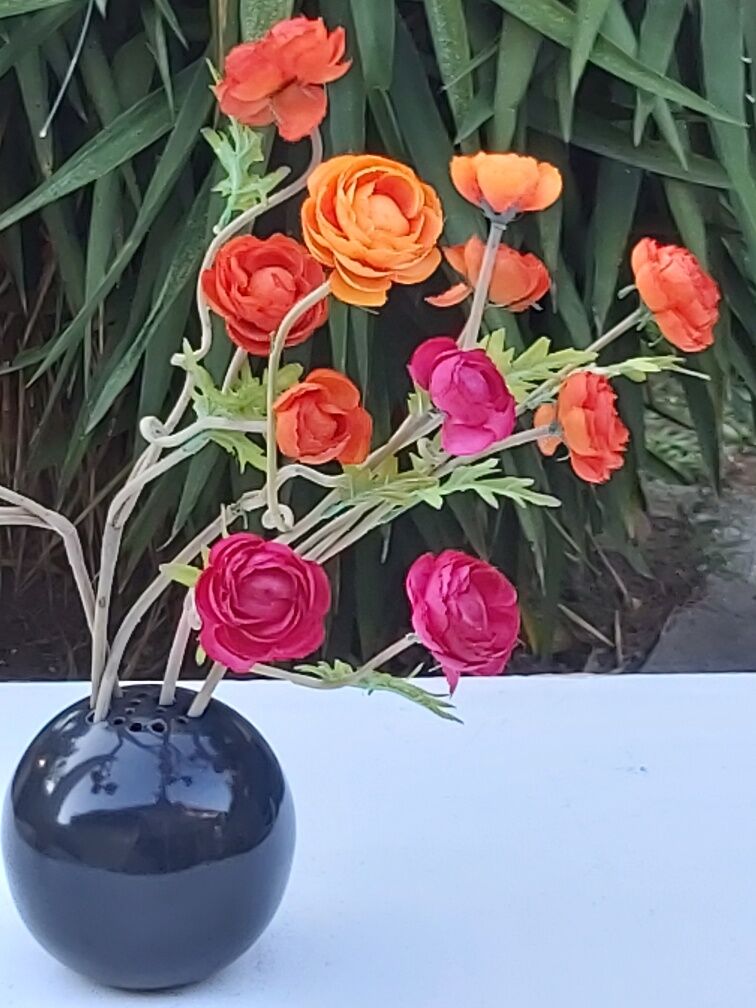 Signed ceramic flower-picker ball